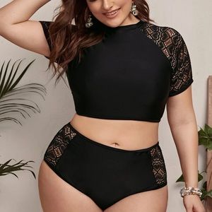 Plus heart shape hollow out bikini swimsuit